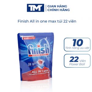 Viên rửa chén bát Finish cao cấp All In One Max 22 viên Finish EU